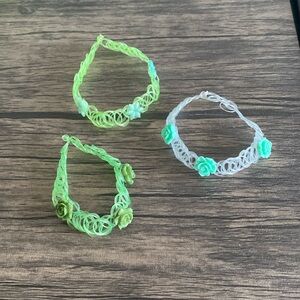 Assorted Plastic Chokers with Green Flowers